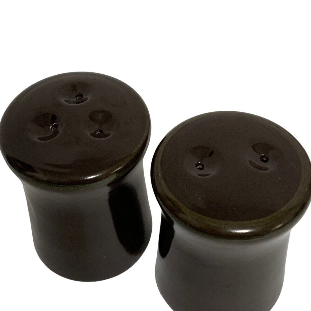 Vintage Franciscan Madeira Salt & Pepper Shaker Brown Green No Cap On Bottom